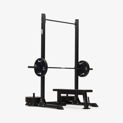 Nike Squat Rack / Black Bumper Plates / 20 kg Nike Strength Shield - Black ("Just Do It")