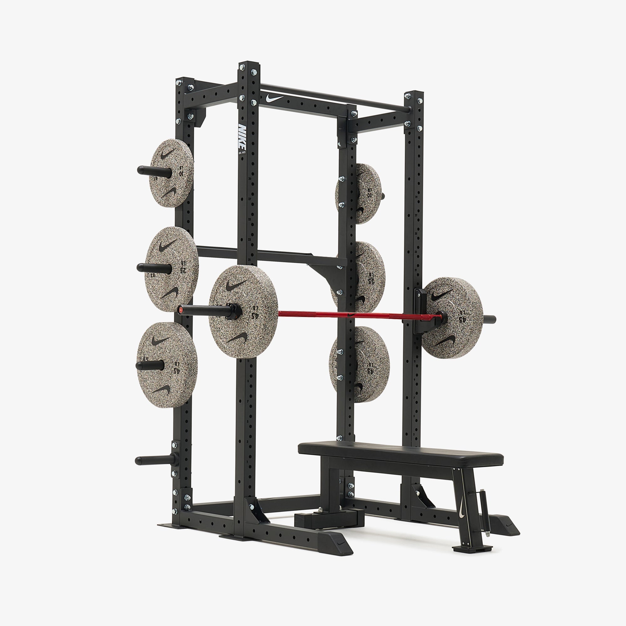 Nike Half Rack / Nike Grind Bumper Plates / 20 kg Nike Strength Shield - Red SWOOSH