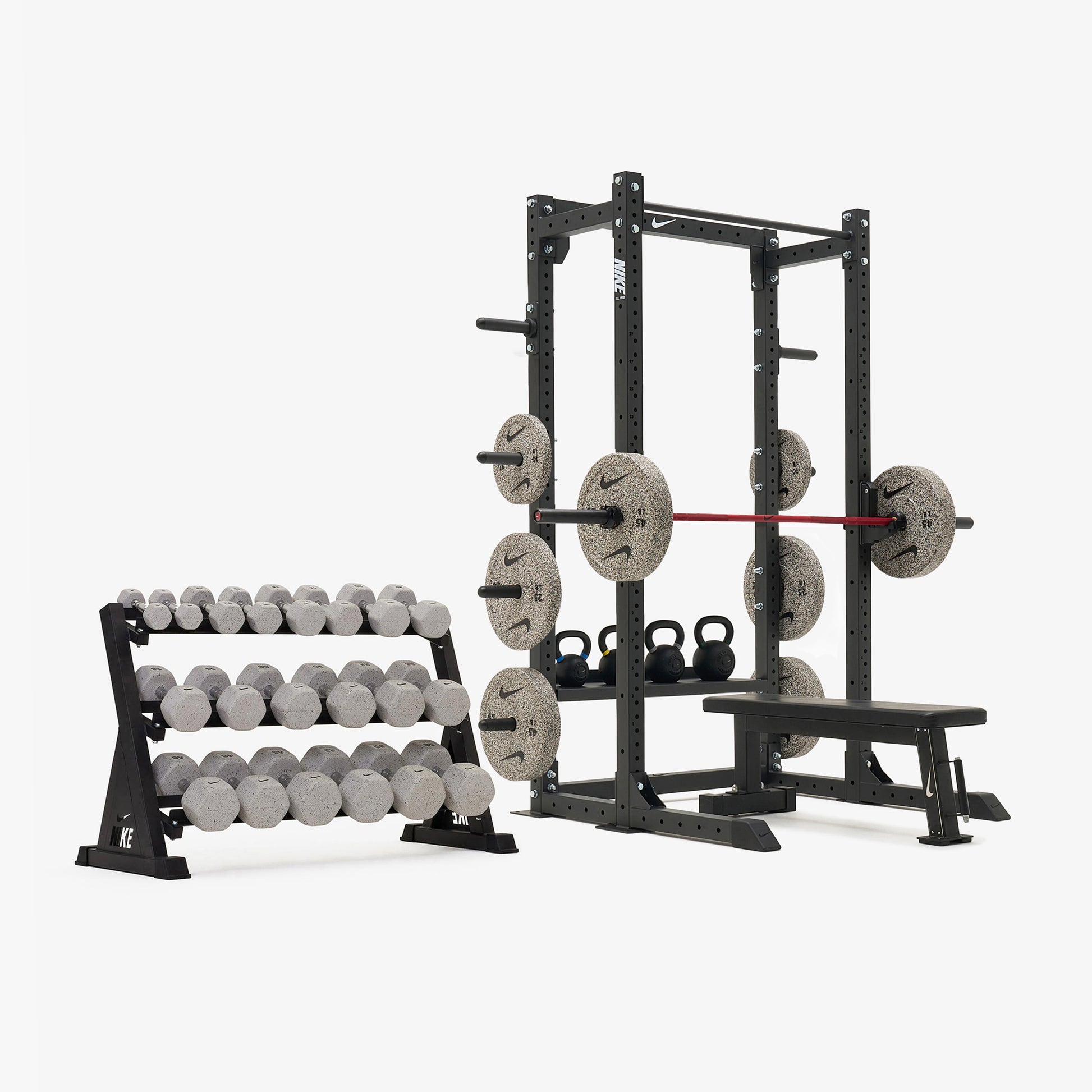 Nike Half Rack / Nike Grind Dumbbells + Plates / 20 kg Red SWOOSH