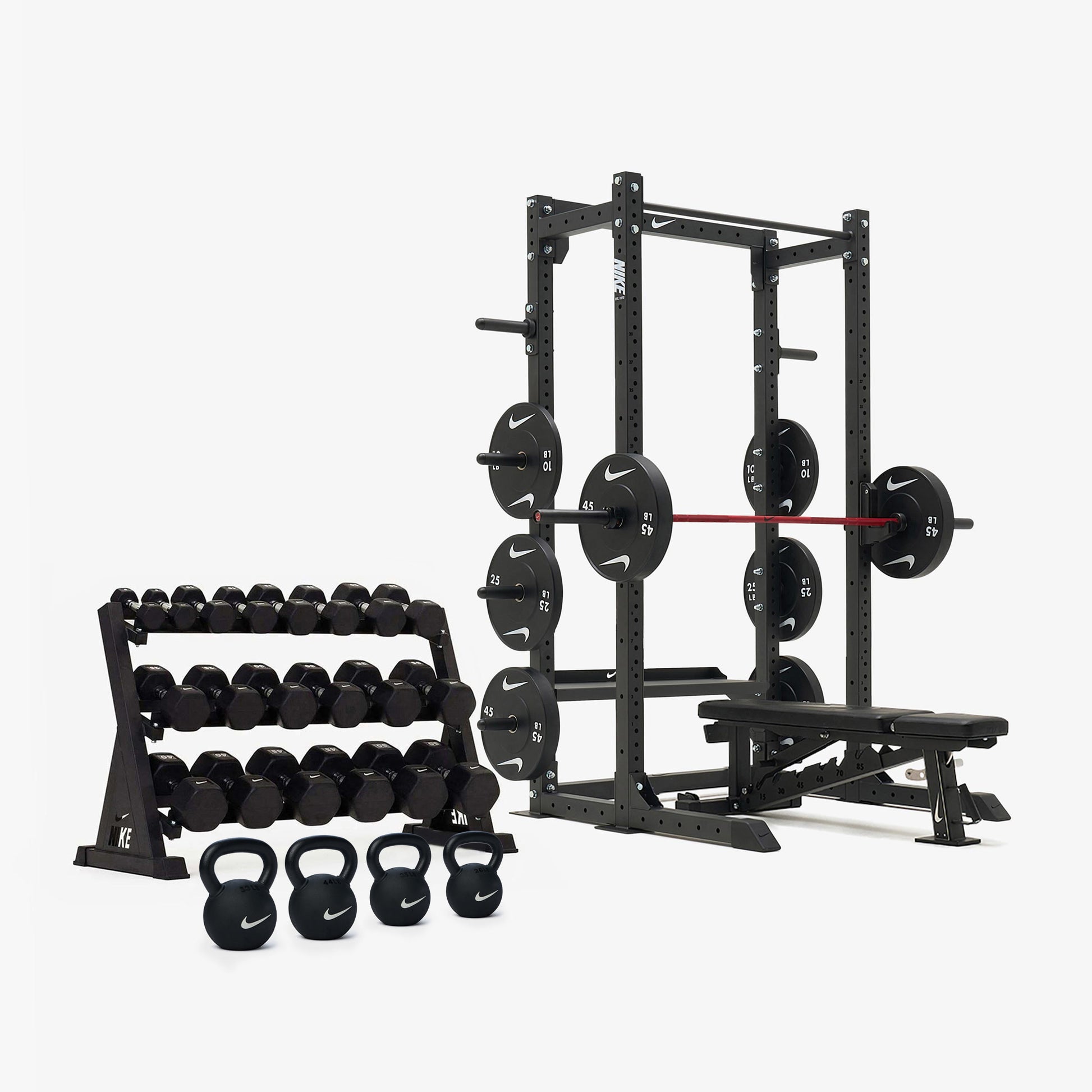 Nike Half Rack / Black/White Dumbbells + Plates / 20 kg Red SWOOSH