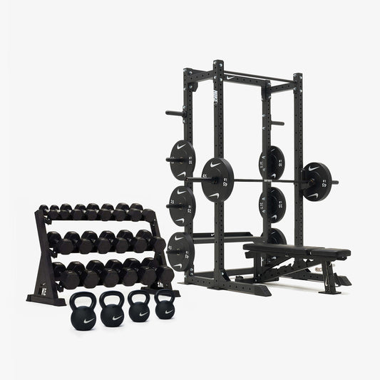 Nike Half Rack / Black/White Dumbbells + Plates / 20 kg Black ("Just Do It")
