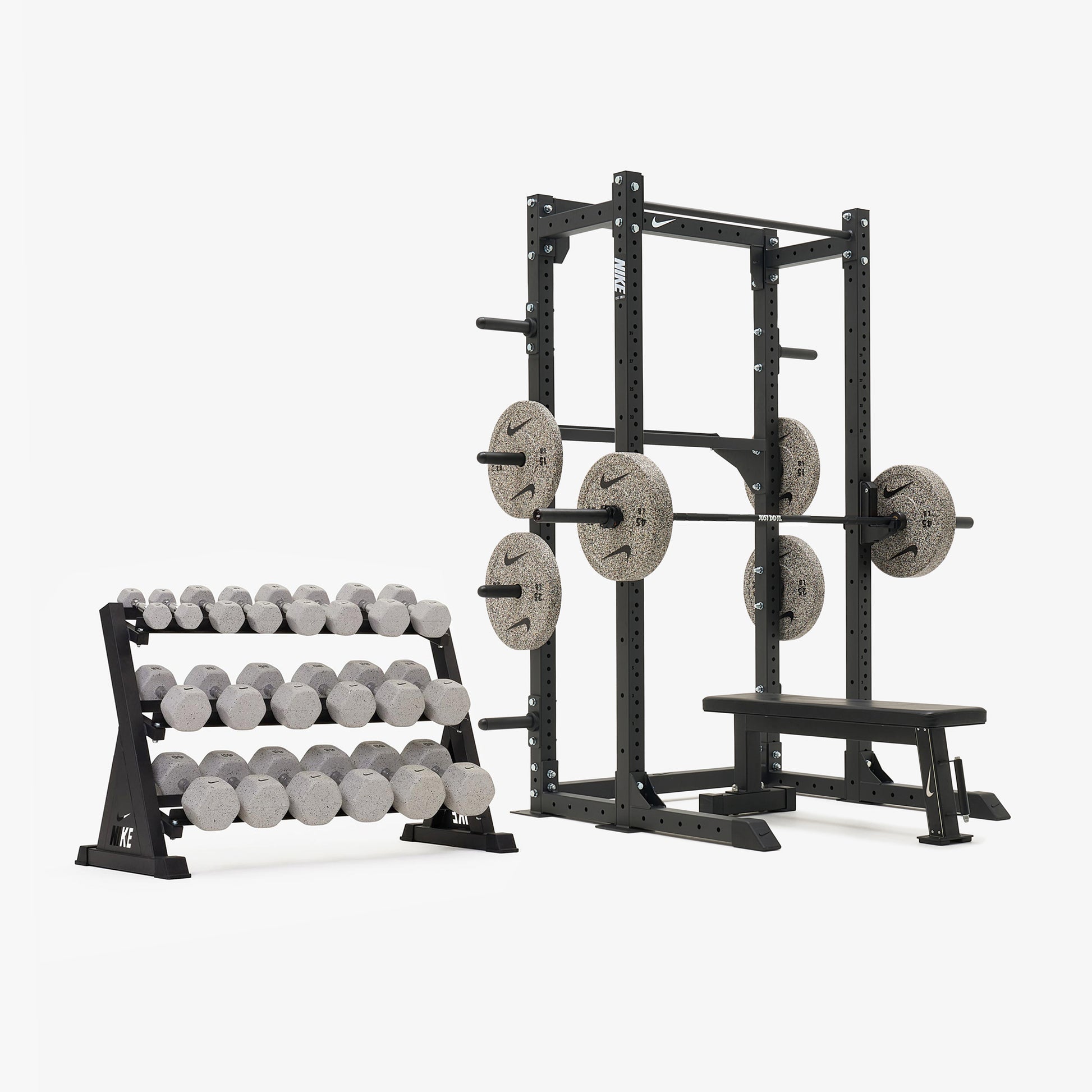 Nike Half Rack / Nike Grind Dumbbells + Mystery Plates / 20 kg Black ("Just Do It")