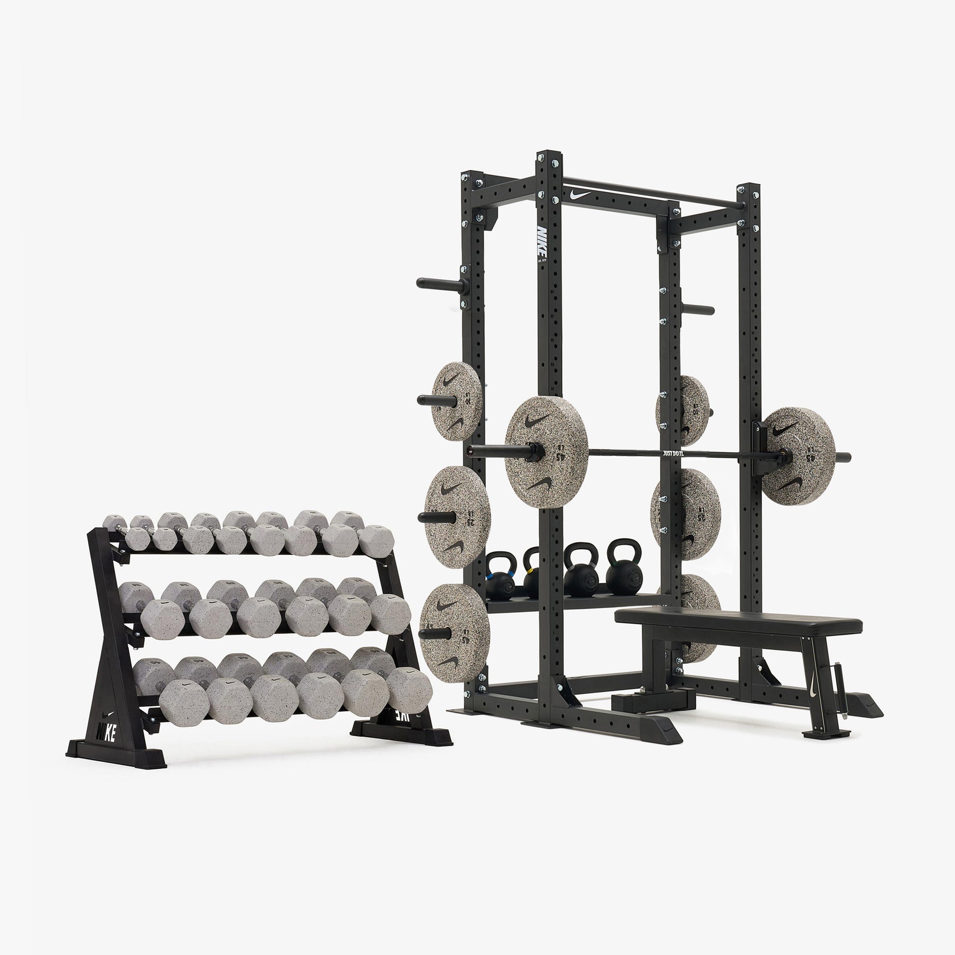 Nike Half Rack / Nike Grind Dumbbells + Plates / 20 kg Black ("Just Do It")