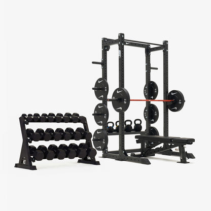 Nike Half Rack / Black/Black Dumbbells + Black/White Plates / 20 kg Orange SWOOSH