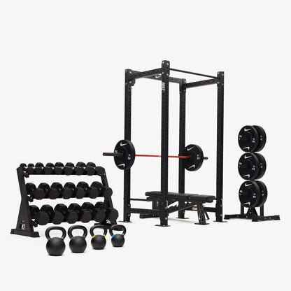 Nike Squat Cage / Black/Black Dumbbells + Black/White Plates / 15 kg Orange SWOOSH