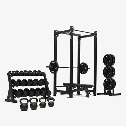 Nike Squat Cage / Black/Black Dumbbells + Black/White Plates / 20 kg Black ("Just Do It")