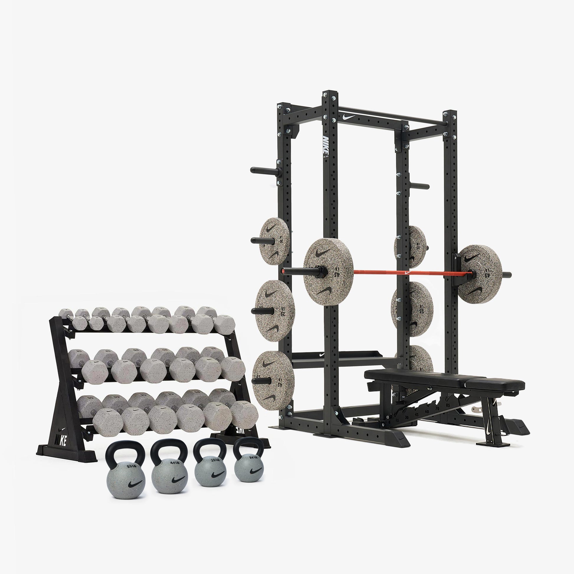 Nike Half Rack / Nike Grind Dumbbells + Plates / 20 kg Orange SWOOSH