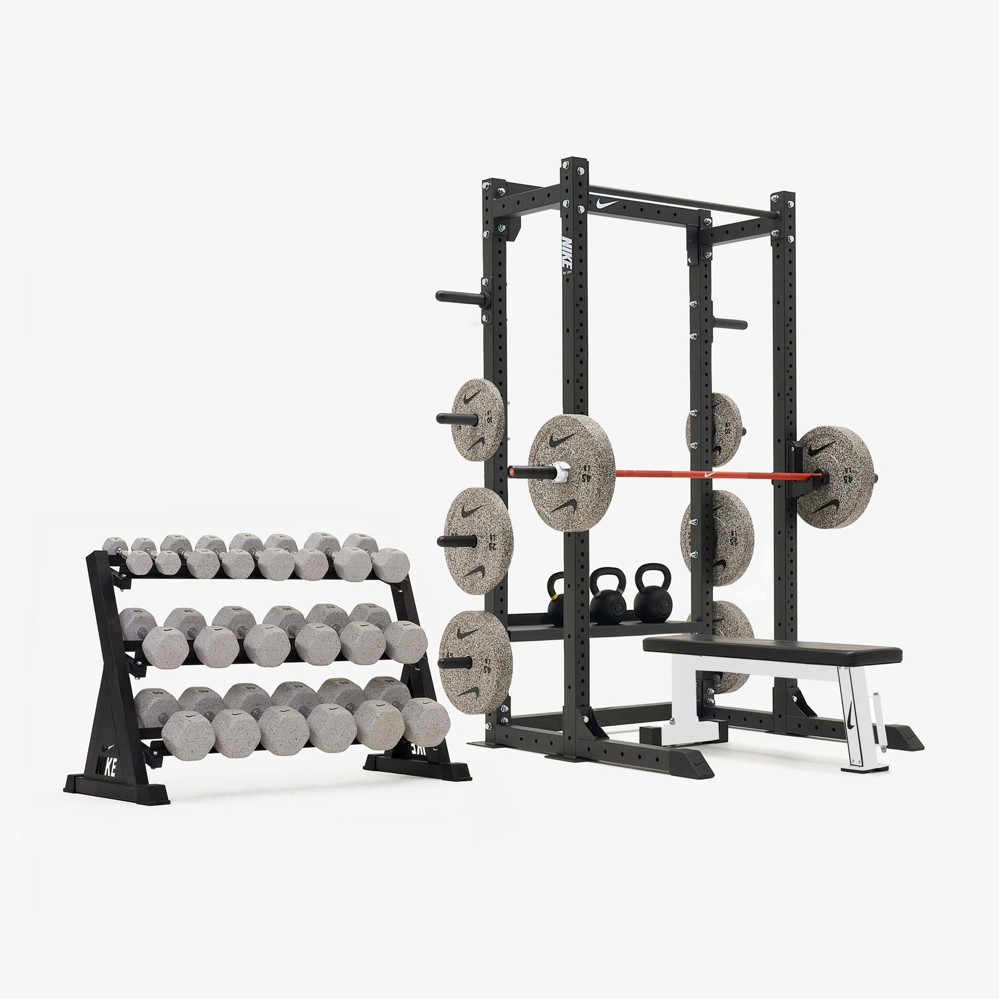 Nike Half Rack / Nike Grind Dumbbells + Plates / 20 kg Orange SWOOSH