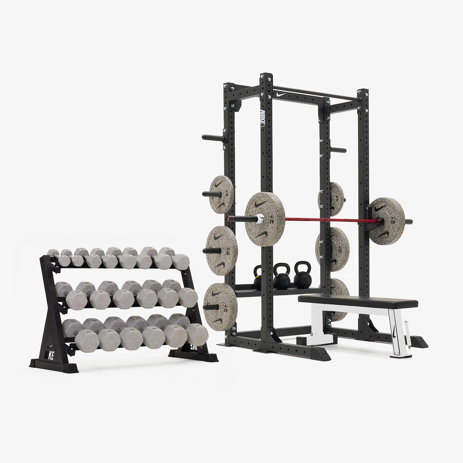 Nike Half Rack / Nike Grind Dumbbells + Plates / 20 kg Red SWOOSH