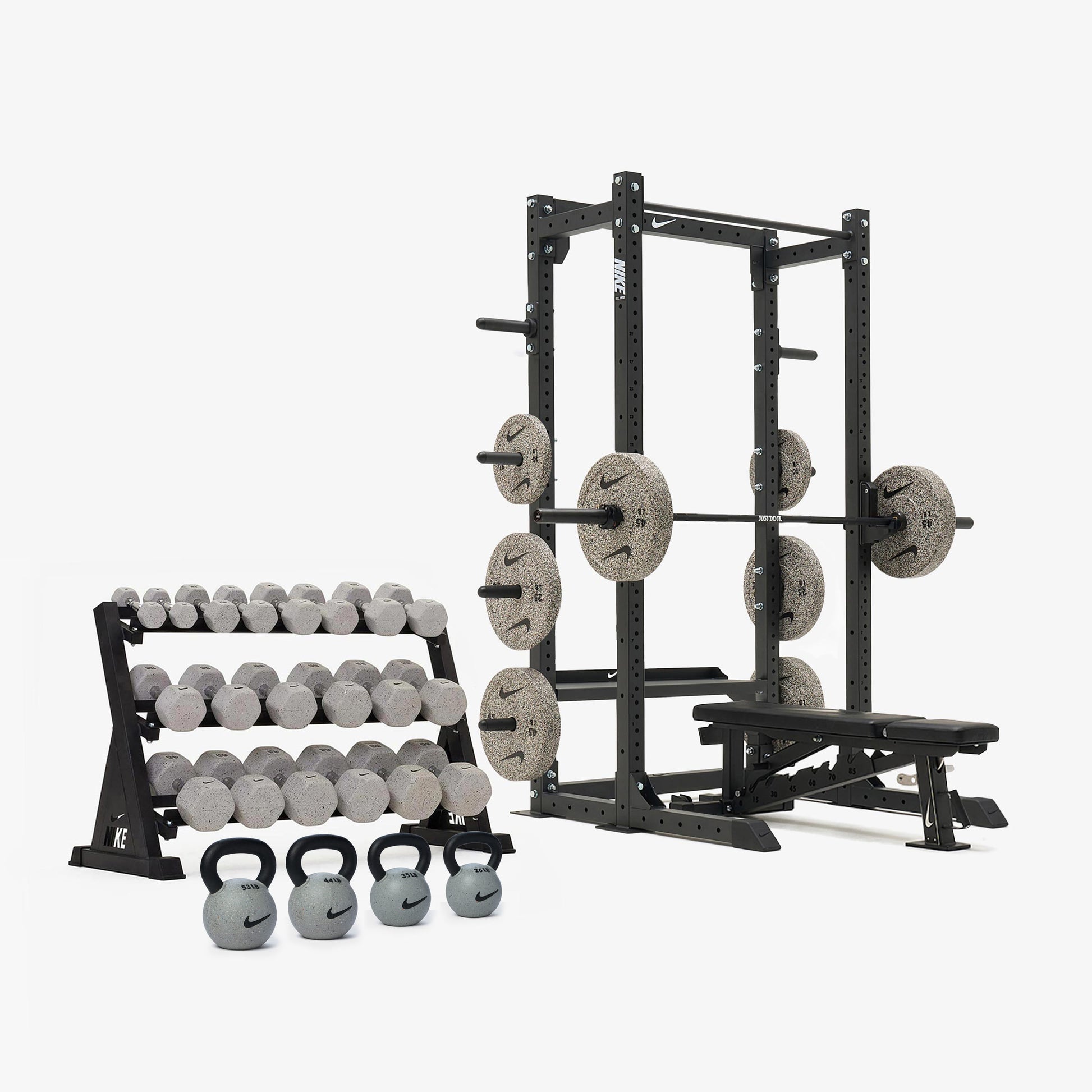 Nike Half Rack / Nike Grind Dumbbells + Plates / 20 kg Black ("Just Do It")