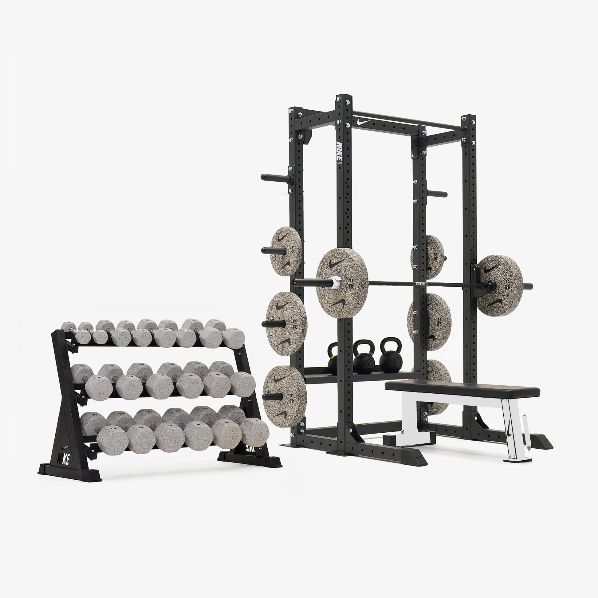 Nike Half Rack / Nike Grind Dumbbells + Plates / 20 kg Black ("Just Do It")