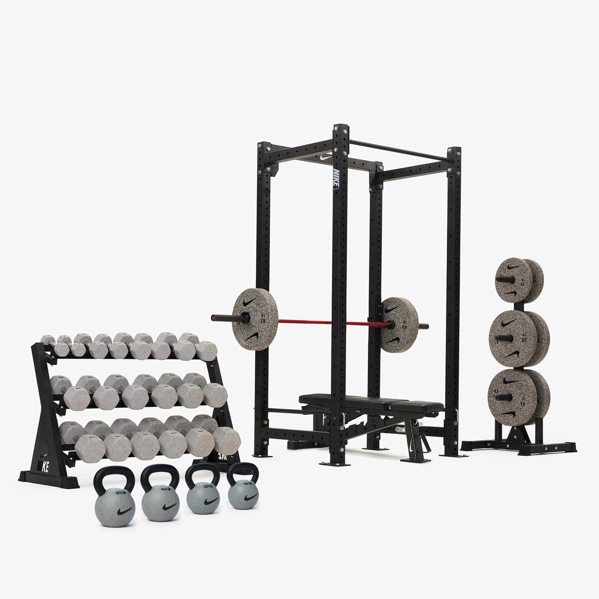Nike Squat Cage / Nike Grind Dumbbells + Plates / 20 kg Red SWOOSH