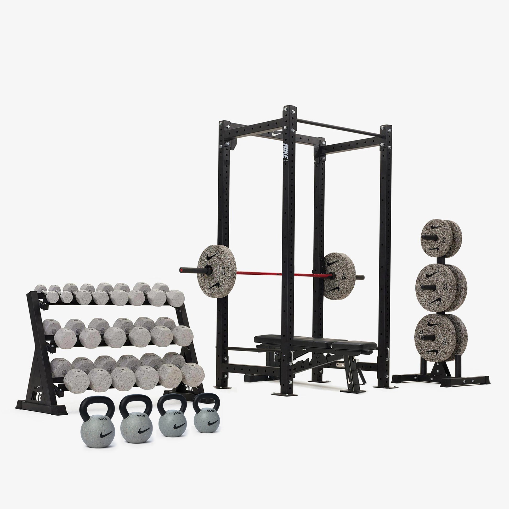 Nike Squat Cage / Nike Grind Dumbbells + Plates / 20 kg Red SWOOSH