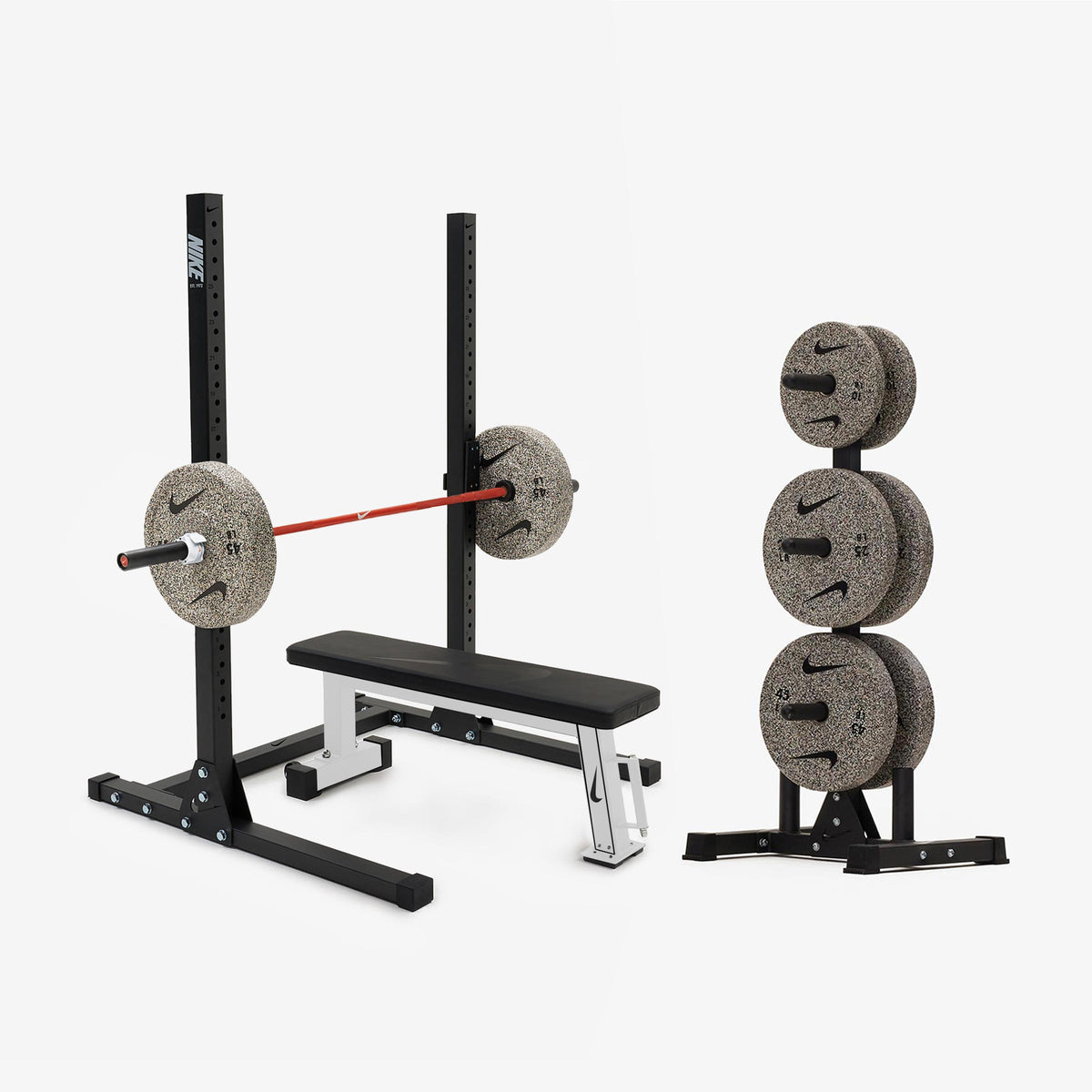 Nike Squat Stand / Nike Grind Bumper Plates / 15 kg Nike Strength Shield - Orange SWOOSH