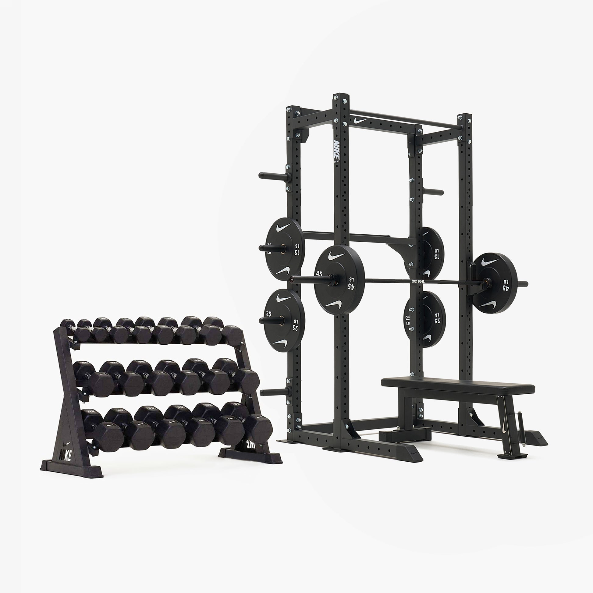 Nike Half Rack / Black/White Dumbbells + Plates / 20 kg Black ("Just Do It")