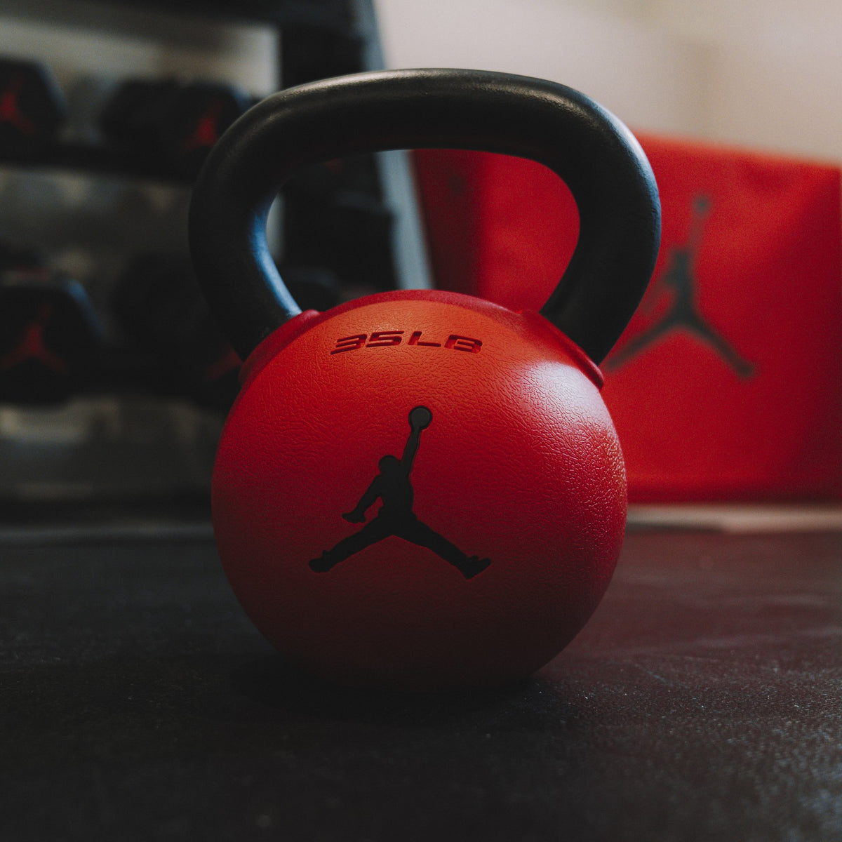 Jordan Strength Rubber Coated Kettlebell - Black Jumpman