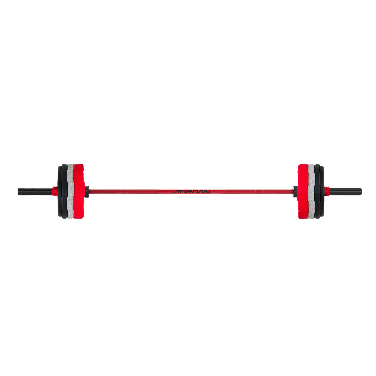 Jordan Strength Barbell and Plate Set: Shield Barbell with 45, 25, 15 and 10 lb bumper plates and collars | ALL