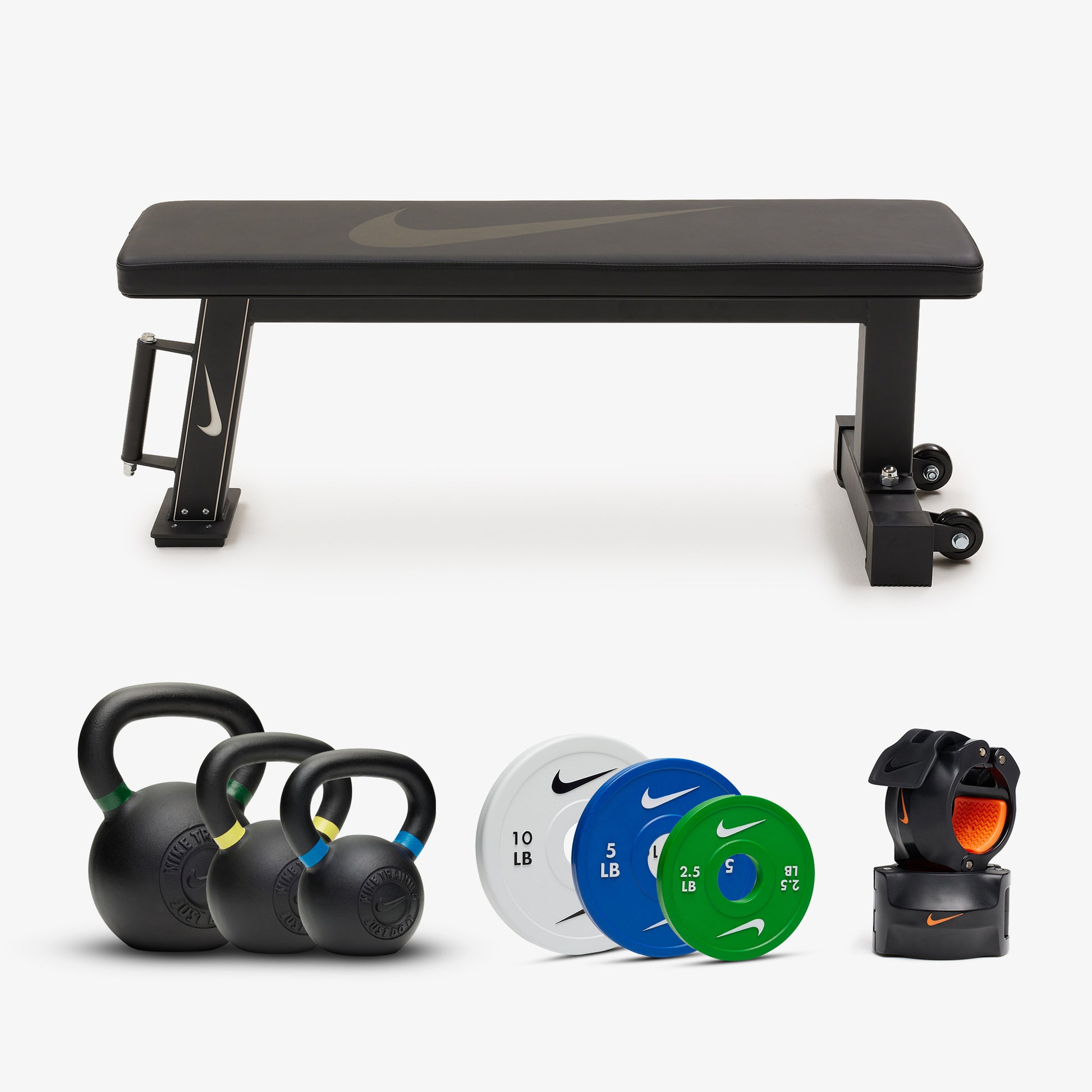 Nike Half Rack / Black/Black Dumbbells + Black/White Plates / 20 kg Black ("Just Do It")