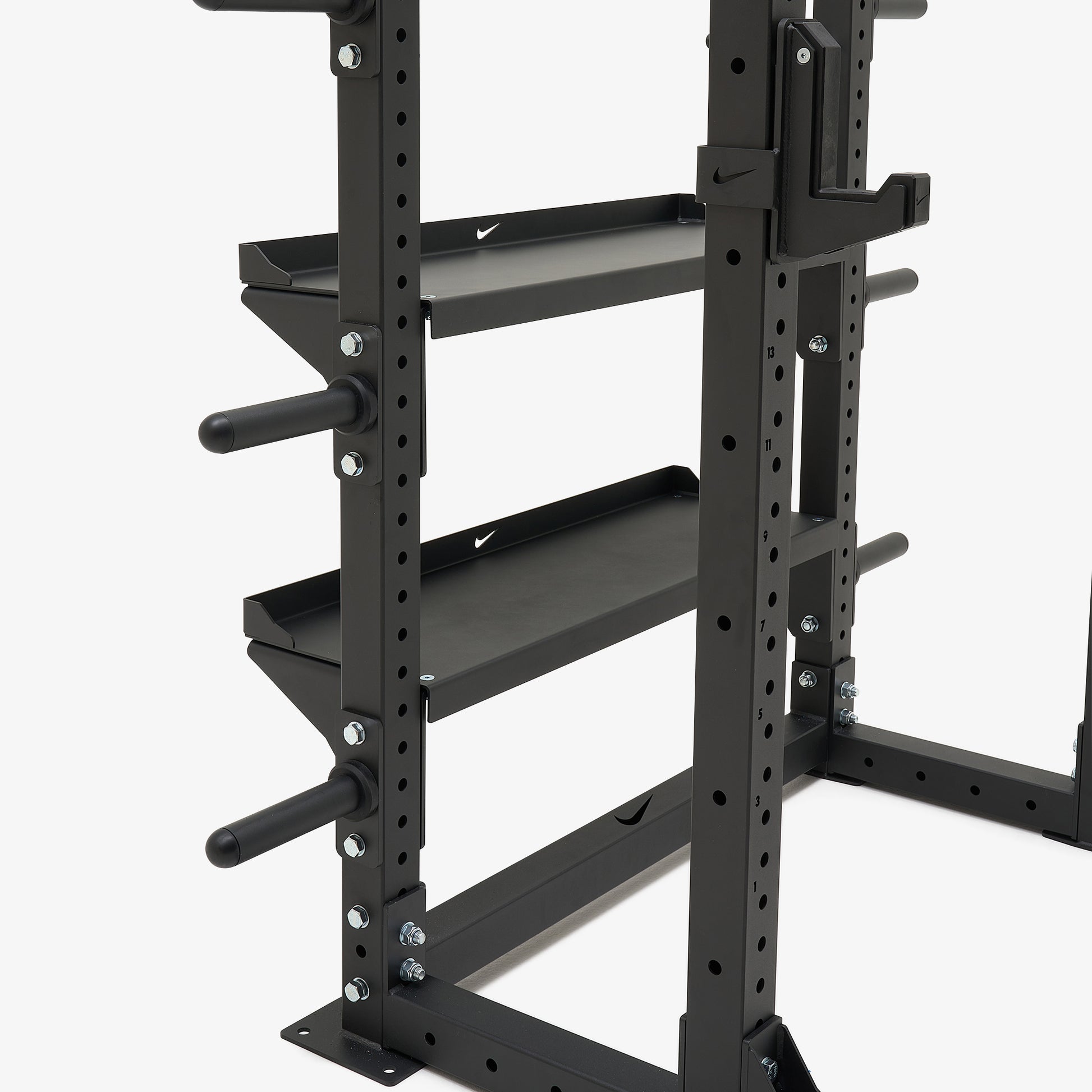 Three Shelves / Spotter Arms | Three Shelves / Dip Station | One Shelf / Spotter Arms + Dip Station | One Shelf / Spotter Arms