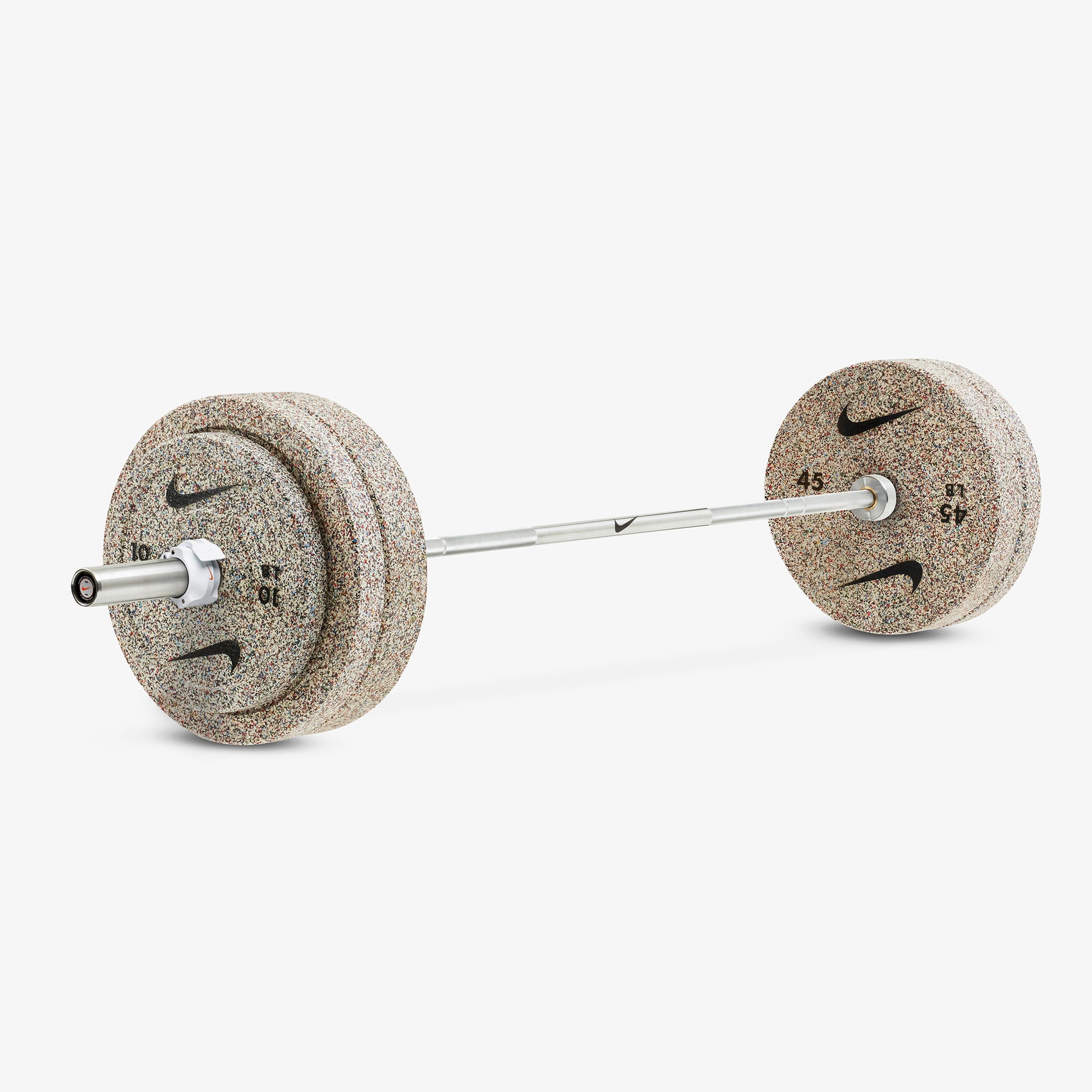 Nike Chrome Swoosh Chrome / Nike Grind Bumper Plates / 45 25 and 10 lb pairs