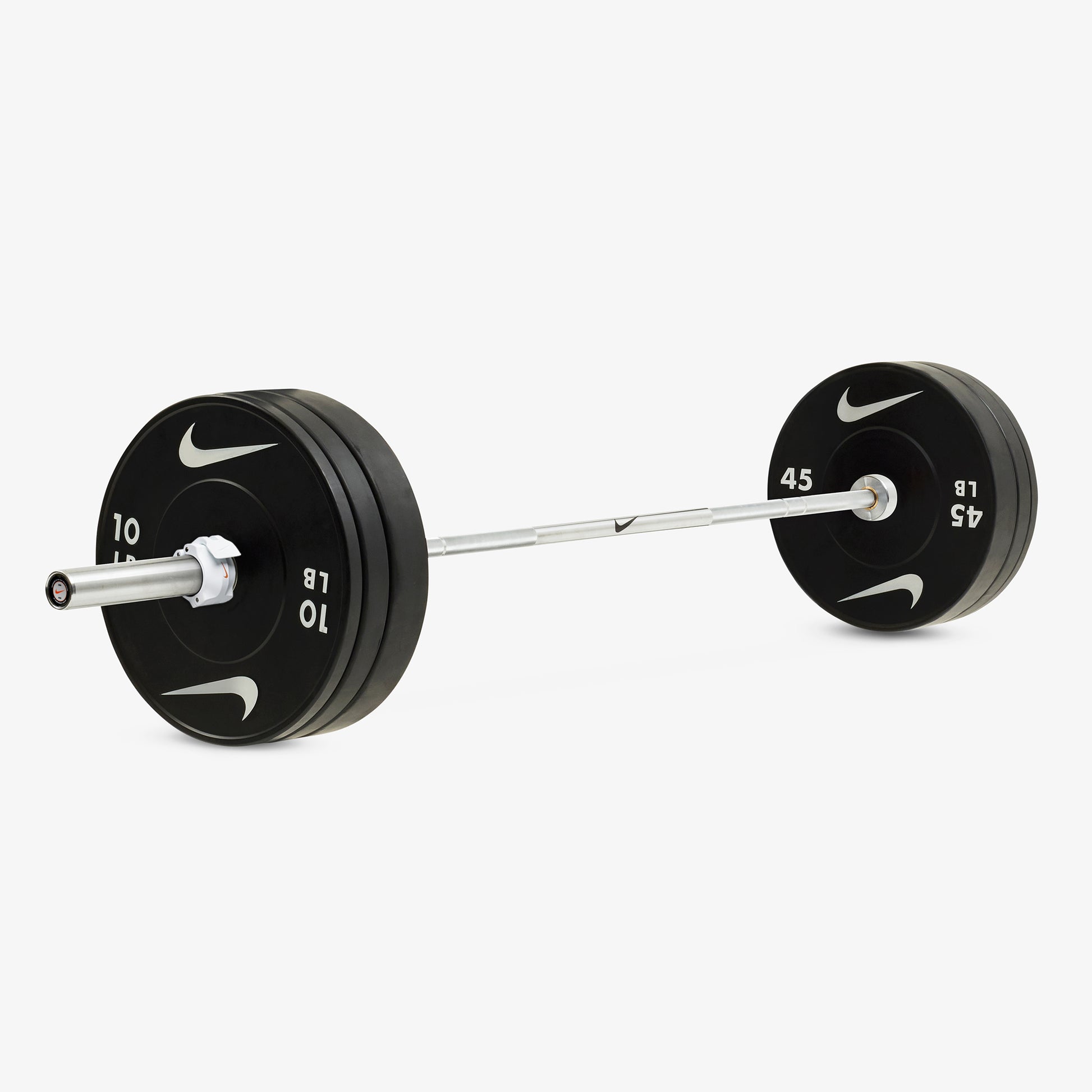 20 kg Nike Chrome Swoosh / Nike Black Bumper Plates / White/Orange