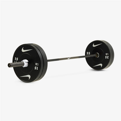 Nike Chrome Swoosh Black / Nike Black Bumper Plates / 35 and 15 lb pairs