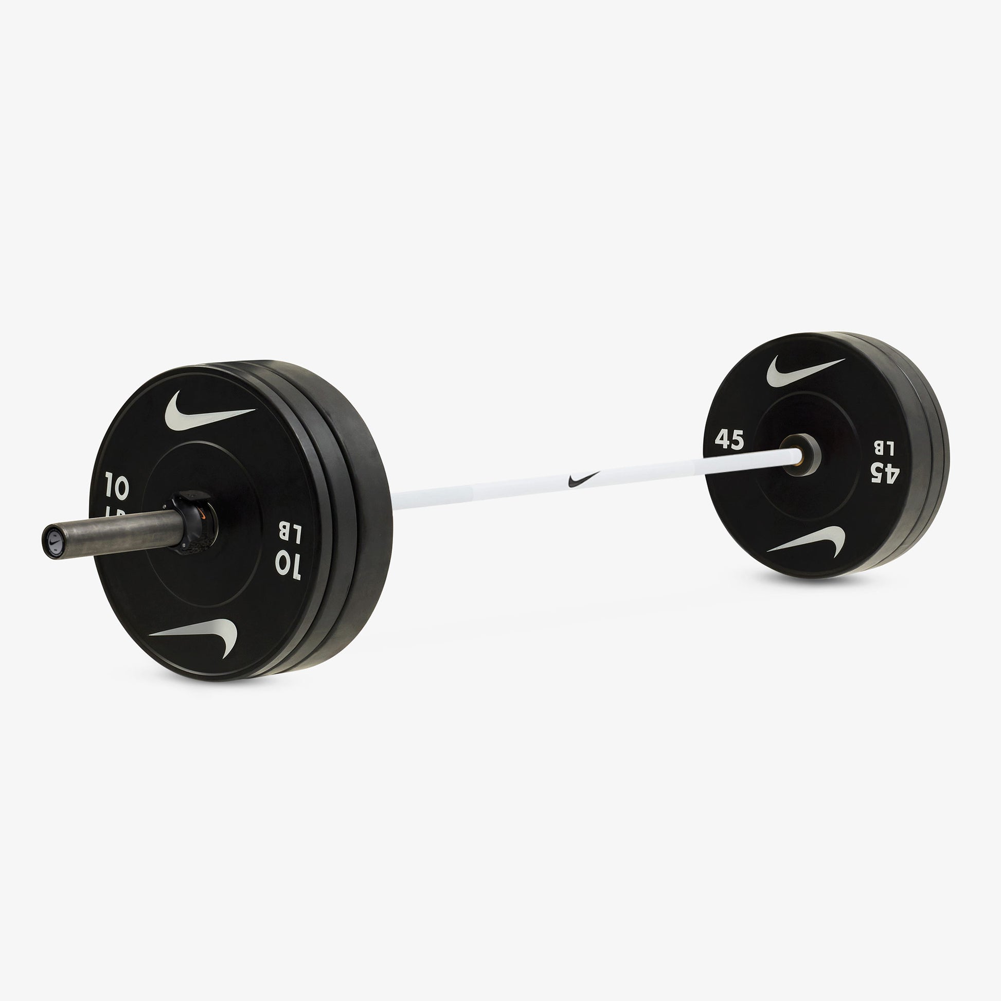 20 kg Nike Strength Shield - White Swoosh / Nike Black Bumper Plates / Black/Orange
