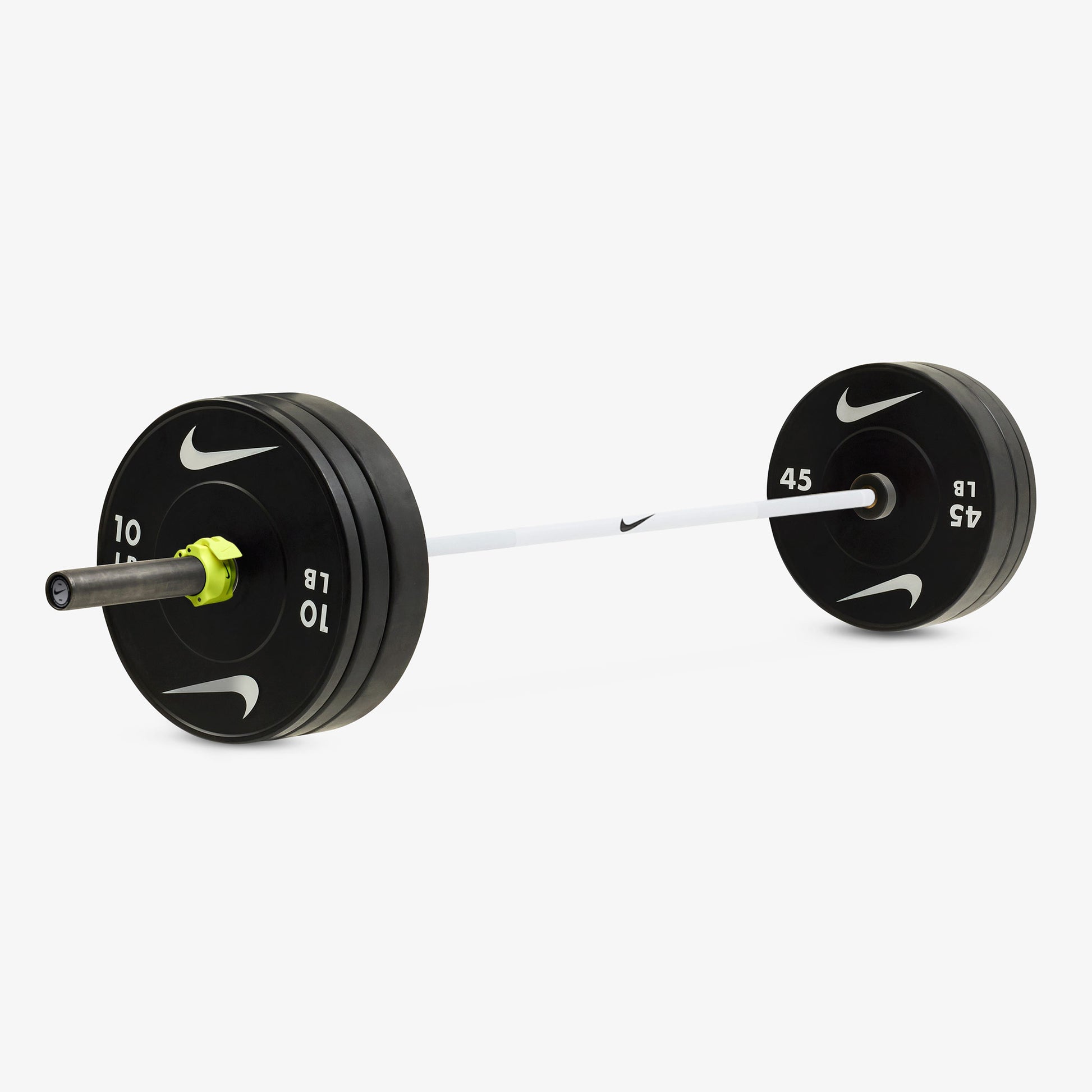20 kg Nike Strength Shield - White Swoosh / Nike Black Bumper Plates / Volt/Black