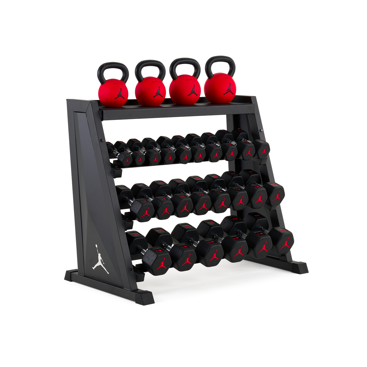 Loaded with dumbbells and kettlebells, sold separately